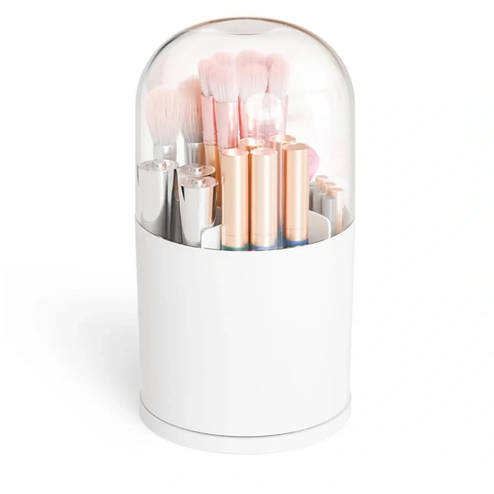 Set of 2 White Rotating Makeup Brush Holder